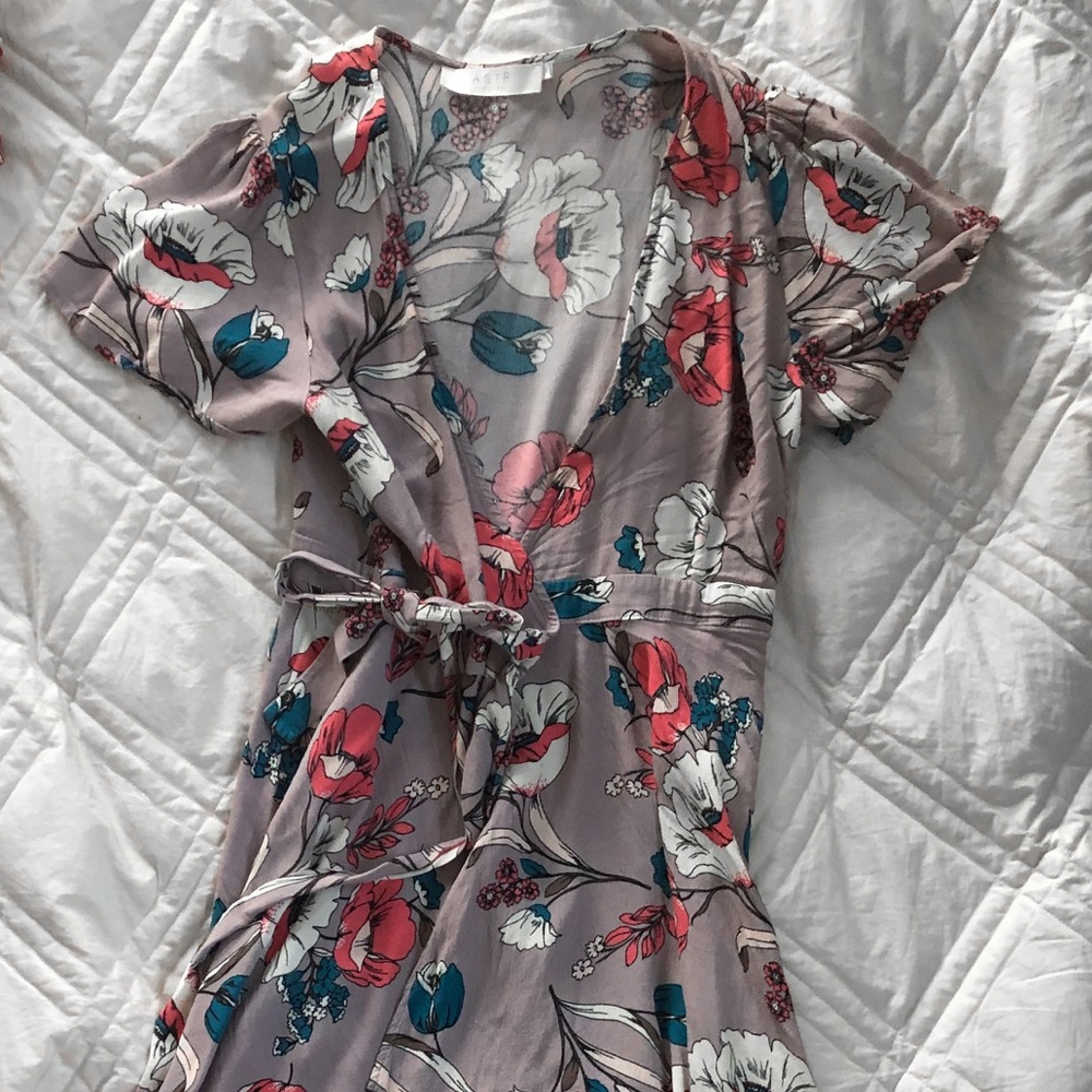 ASTR floral wrap tie dress